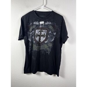 Ring of Fire Mens Y2K Grunge Cross Shield Graphic Tee Black Size M